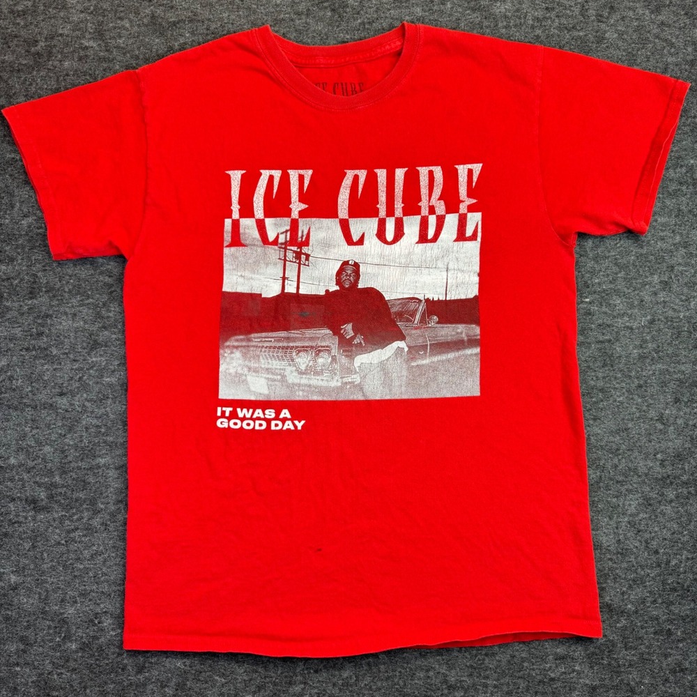 Ice Cube T-Shirt Mens Medium‎ Red It Was A Good Day Graphic Rap Tee